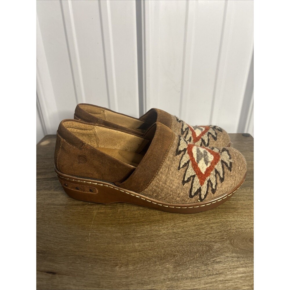 Born Bailie Clogs Leather And Woven Size 8 - Picture 3 of 8
